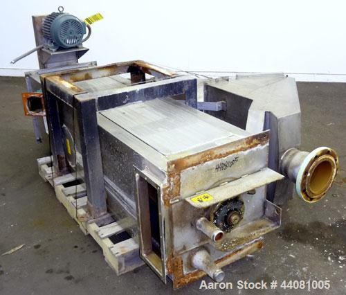 Used Carter Day Spin-Away Spin Dryer, Model DBA2, 304 Stainless Steel. Driven by a 5hp, 3/60/230/460 volt, 1715 rpm motor. Includes an Agglomerate unit, model AU200, and a carbon steel stand.