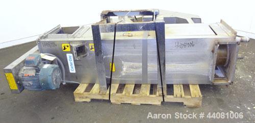 Used Carter Day Spin-Away Spin Dryer, Model DBA2, 304 Stainless Steel. Driven by a 5hp, 3/60/230/460 volt, 1730 rpm motor. Includes an Agglomerate unit, model AU200, and a carbon steel stand.