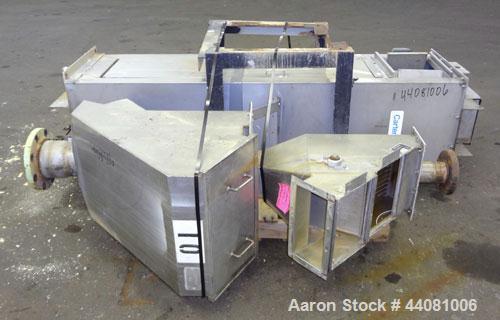 Used Carter Day Spin-Away Spin Dryer, Model DBA2, 304 Stainless Steel. Driven by a 5hp, 3/60/230/460 volt, 1730 rpm motor. Includes an Agglomerate unit, model AU200, and a carbon steel stand.
