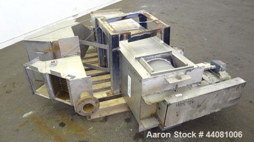 Used Carter Day Spin-Away Spin Dryer, Model DBA2, 304 Stainless Steel. Driven by a 5hp, 3/60/230/460 volt, 1730 rpm motor. Includes an Agglomerate unit, model AU200, and a carbon steel stand.