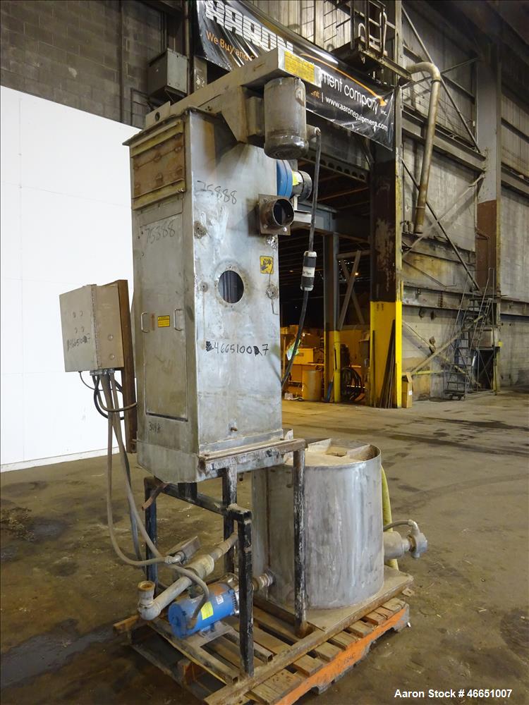 Used Day Spin Dryer, Model DBL2. Approximate 11" diameter x 41" long chamber, driven by a 2 hp, 208-230-460 volt/1725 rpm motor, with water tank. Serial# 127-94.