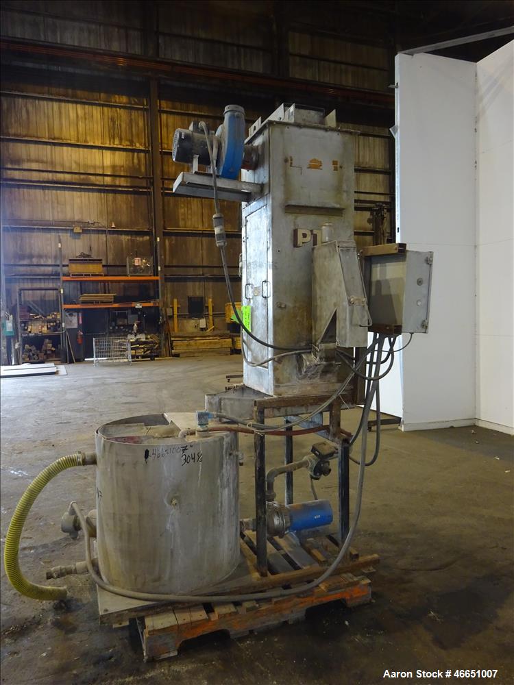 Used Day Spin Dryer, Model DBL2. Approximate 11" diameter x 41" long chamber, driven by a 2 hp, 208-230-460 volt/1725 rpm motor, with water tank. Serial# 127-94.