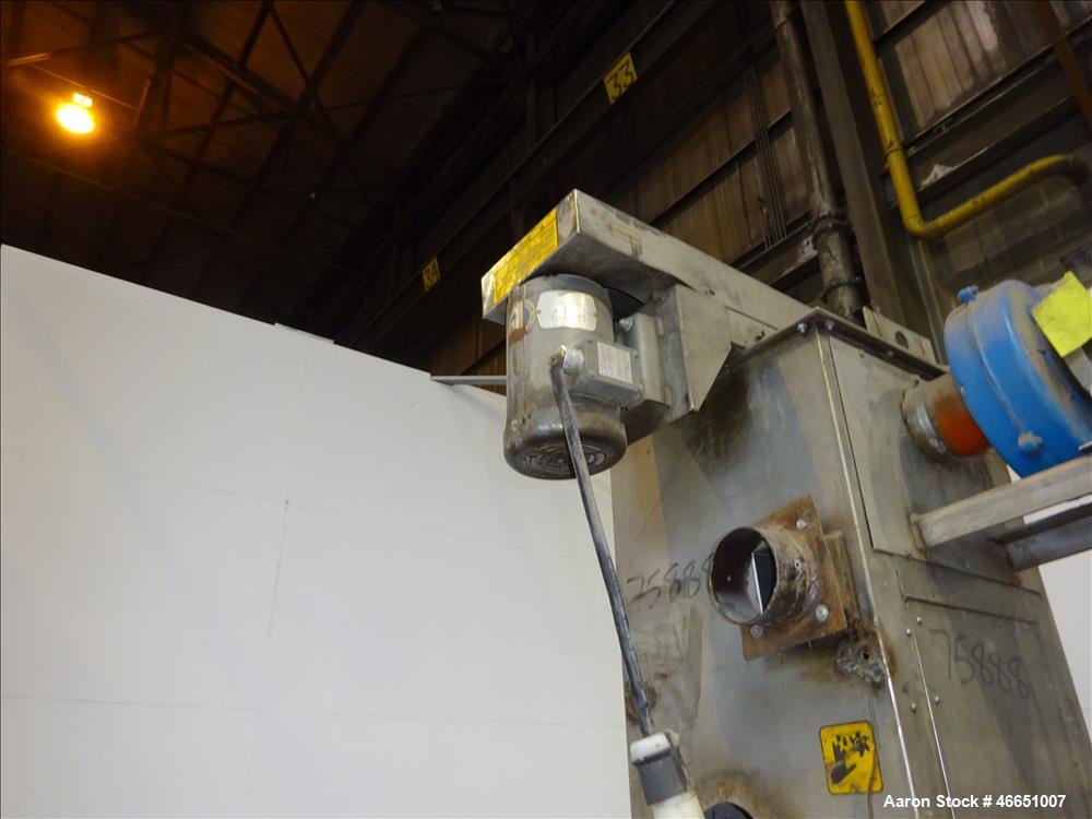Used Day Spin Dryer, Model DBL2. Approximate 11" diameter x 41" long chamber, driven by a 2 hp, 208-230-460 volt/1725 rpm motor, with water tank. Serial# 127-94.