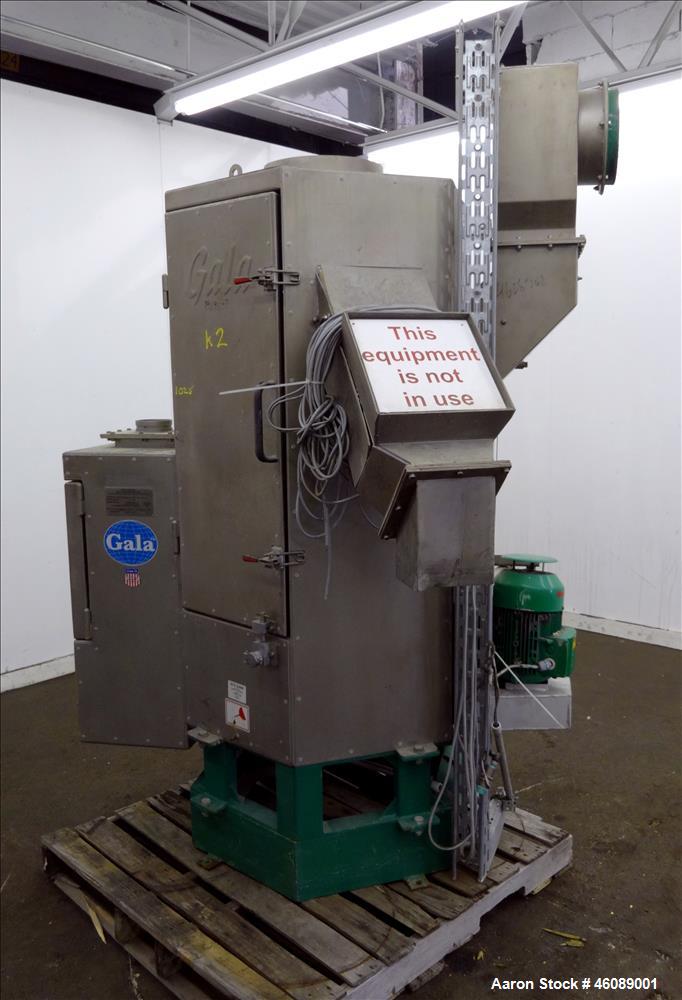 Used Gala Spin Dryer, Model 12.2 ECLN, 304 Stainless Steel. 11" Diameter x 42.5" long rotor. Driven by a 4kw, 3/50/440 volt, 1440 rpm motor. Rotor main speed 1017. Mounted on a carbon steel frame. Se...