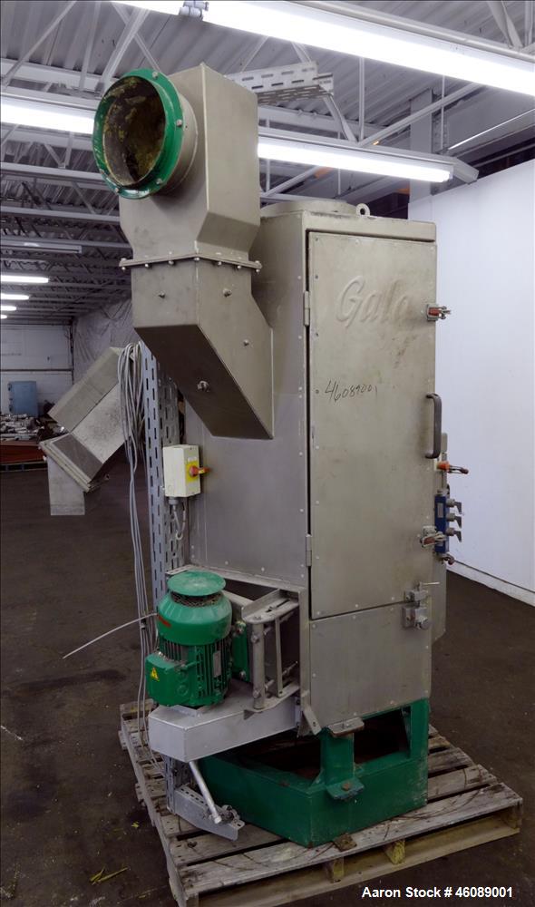 Used Gala Spin Dryer, Model 12.2 ECLN, 304 Stainless Steel. 11" Diameter x 42.5" long rotor. Driven by a 4kw, 3/50/440 volt, 1440 rpm motor. Rotor main speed 1017. Mounted on a carbon steel frame. Se...