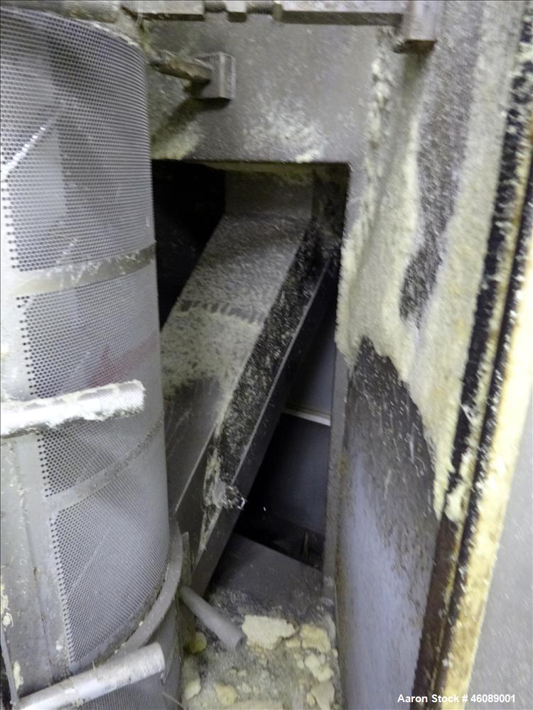 Used Gala Spin Dryer, Model 12.2 ECLN, 304 Stainless Steel. 11" Diameter x 42.5" long rotor. Driven by a 4kw, 3/50/440 volt, 1440 rpm motor. Rotor main speed 1017. Mounted on a carbon steel frame. Se...