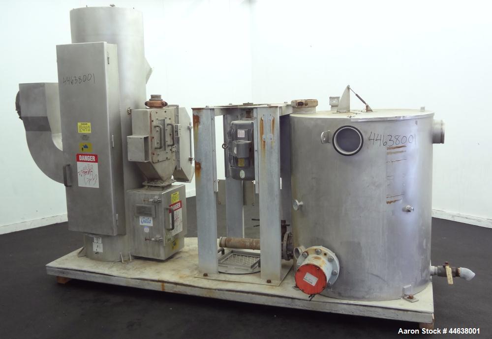 Used Gala Industries Spin Dryer, Model 12.3 ECBF, 304 Stainless Steel. Rotor speed 1017 rpm. Includes side access door, screen sections, and rotor. Driven by a 7.5 hp, 3/60/460 volt, 1180 rpm motor. ...