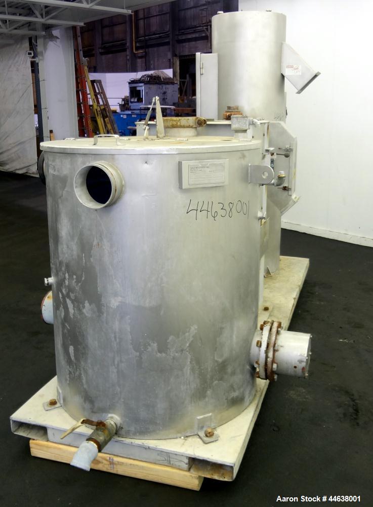 Used Gala Industries Spin Dryer, Model 12.3 ECBF, 304 Stainless Steel. Rotor speed 1017 rpm. Includes side access door, screen sections, and rotor. Driven by a 7.5 hp, 3/60/460 volt, 1180 rpm motor. ...