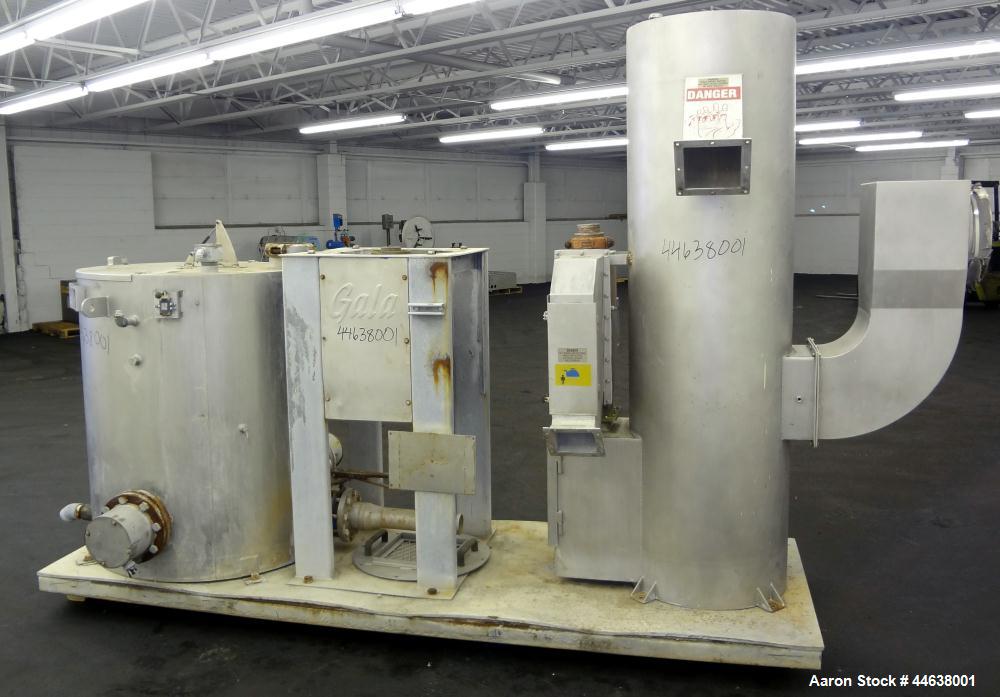 Used Gala Industries Spin Dryer, Model 12.3 ECBF, 304 Stainless Steel. Rotor speed 1017 rpm. Includes side access door, screen sections, and rotor. Driven by a 7.5 hp, 3/60/460 volt, 1180 rpm motor. ...
