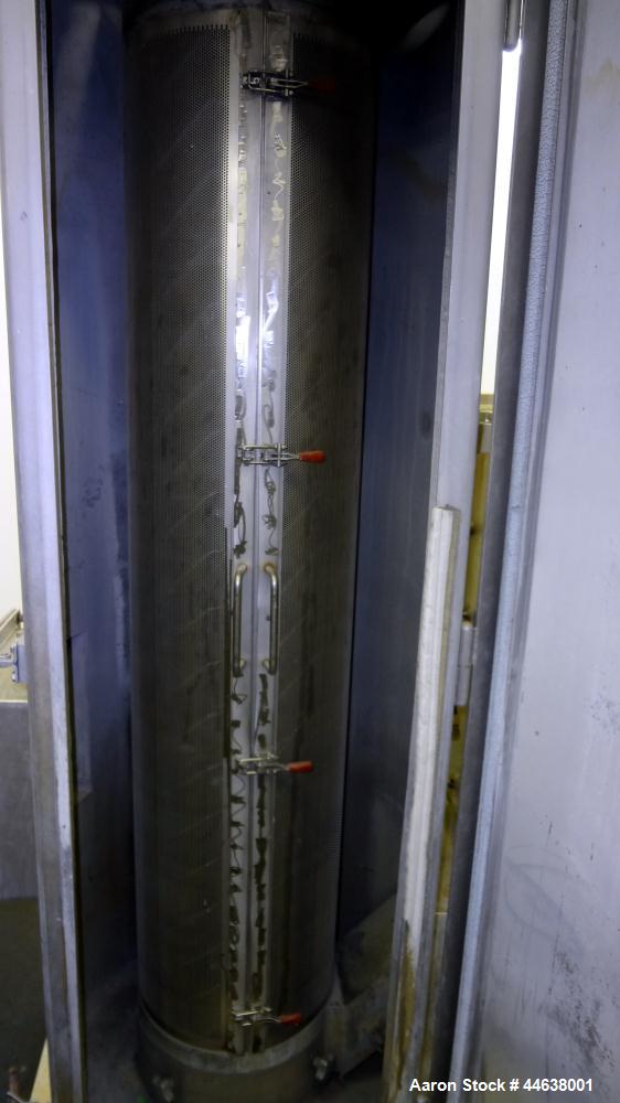 Used Gala Industries Spin Dryer, Model 12.3 ECBF, 304 Stainless Steel. Rotor speed 1017 rpm. Includes side access door, screen sections, and rotor. Driven by a 7.5 hp, 3/60/460 volt, 1180 rpm motor. ...