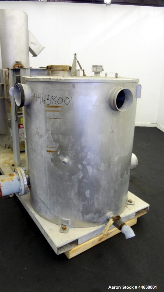 Used Gala Industries Spin Dryer, Model 12.3 ECBF, 304 Stainless Steel. Rotor speed 1017 rpm. Includes side access door, screen sections, and rotor. Driven by a 7.5 hp, 3/60/460 volt, 1180 rpm motor. ...