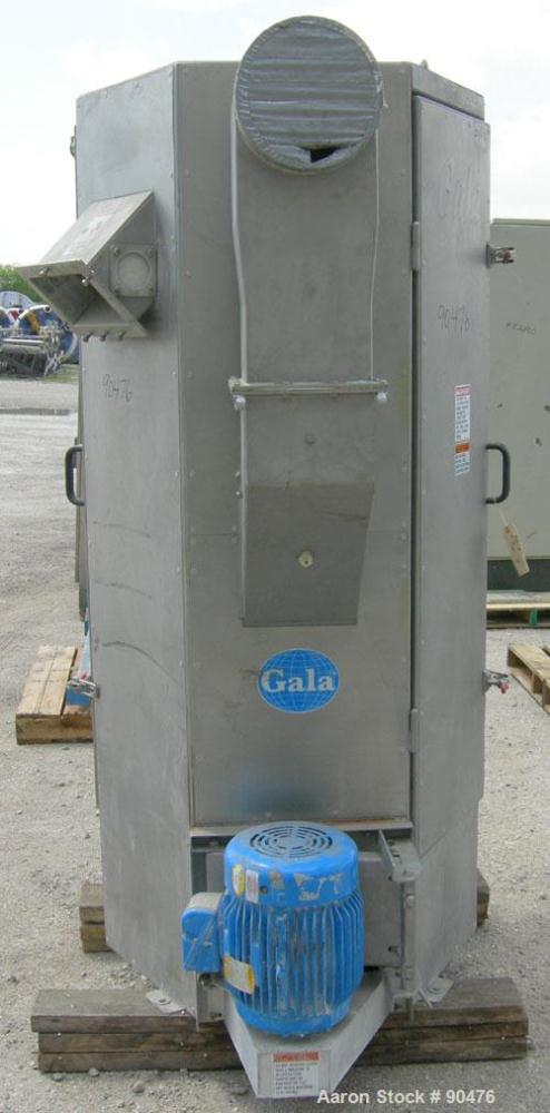 Used: Gala spin dryer, model ECLN-BF 12.3, 304 stainless steel.1017 rpm, (3) Screen sections. Approximate 12" diameter x 60" long rotor. Driven by a 7.5 hp, 3/60/208-230/460 volt, 1750 rpm motor. Sid...