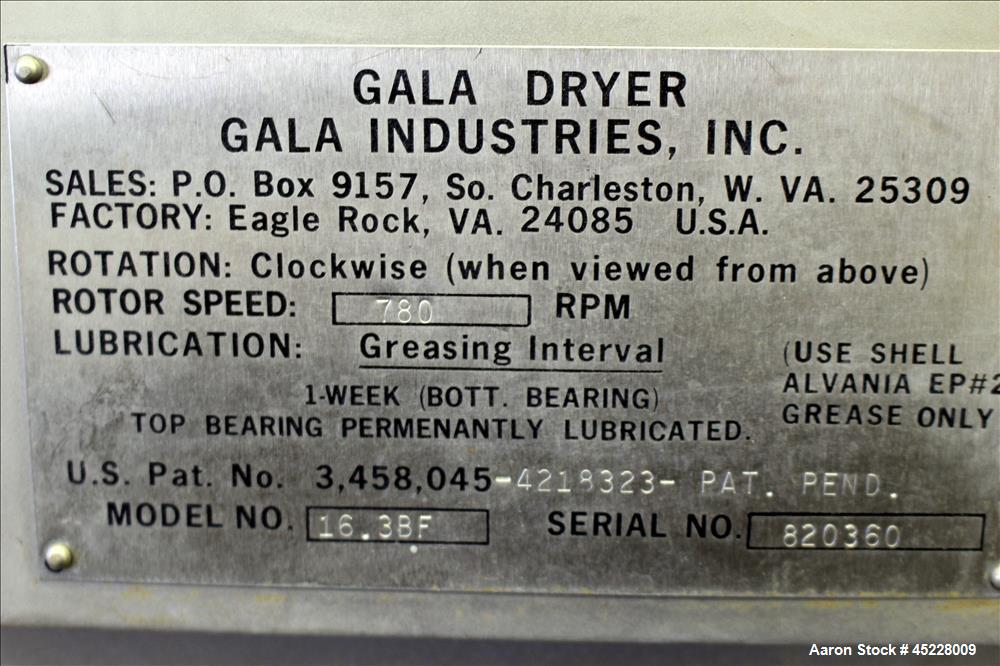 Used Gala Industries Spin Dryer, Model 16.3BF