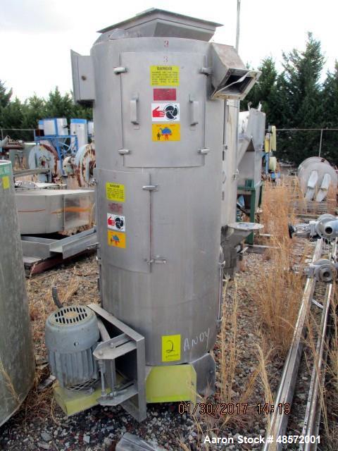Used Gala Spin Dryer, Model 16.3DW, Stainless Steel. Capacity approximately 2,000 lbs per hour. Driven by a 7.5hp, 230/460 volt motor. Rated 780 rpm dryer speed. Includes a 450 gallon reservoir. Seri...