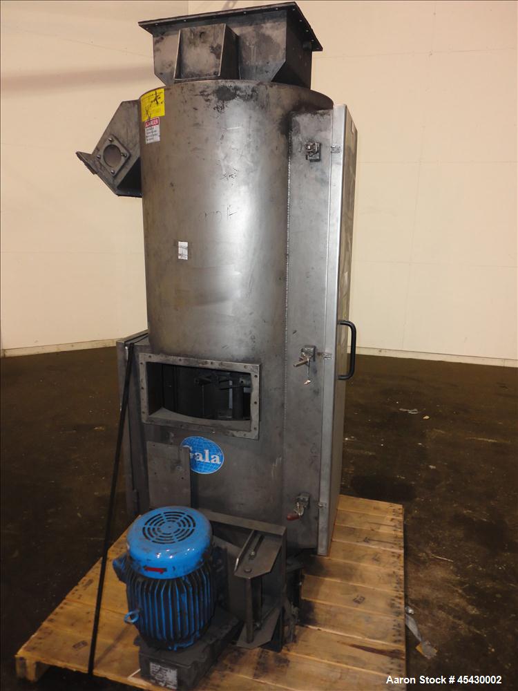 Used Gala Industries Spin Dryer, Model 3016 BF-RD, 304 Stainless Steel. Approximate drying capacity based on pellets 14,000 lbs/hr (off Gala spec sheet). Side access doors 55 " x 16" and 25" x 16". R...