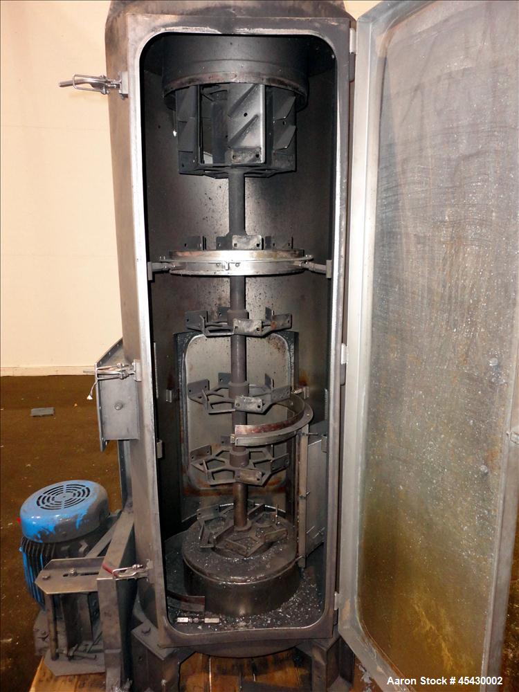 Used Gala Industries Spin Dryer, Model 3016 BF-RD, 304 Stainless Steel. Approximate drying capacity based on pellets 14,000 lbs/hr (off Gala spec sheet). Side access doors 55 " x 16" and 25" x 16". R...