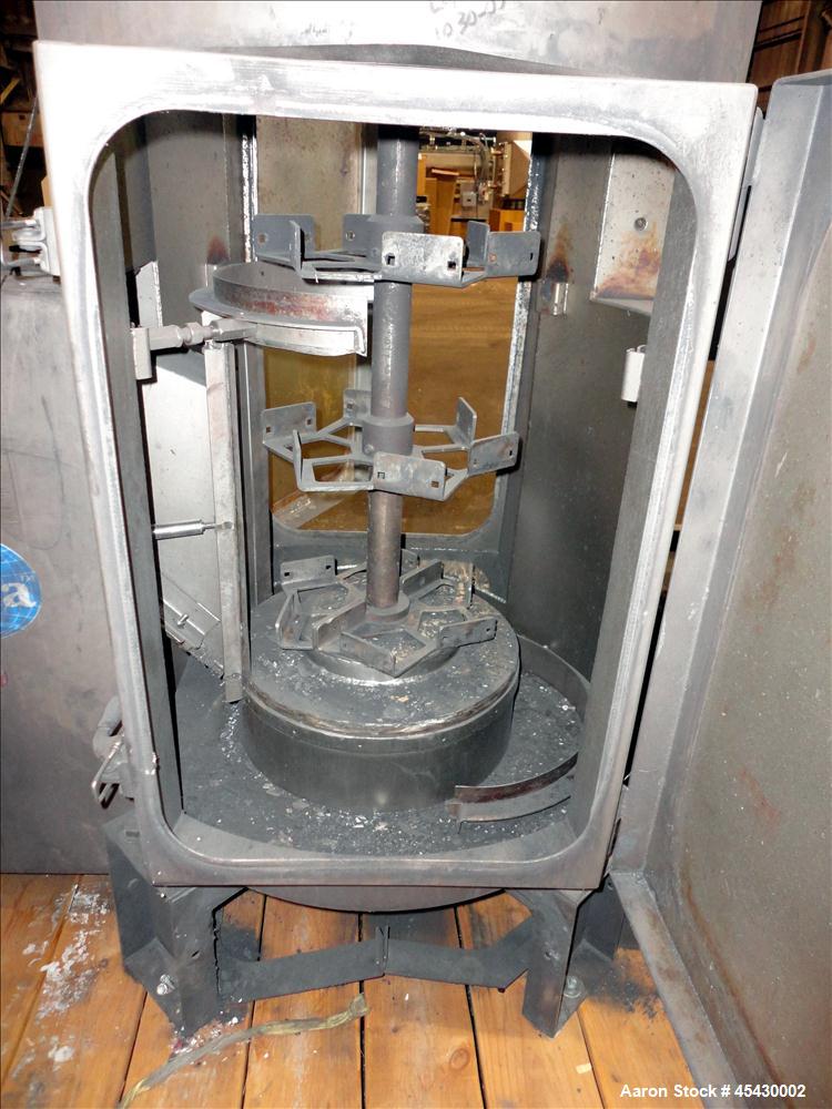 Used Gala Industries Spin Dryer, Model 3016 BF-RD, 304 Stainless Steel. Approximate drying capacity based on pellets 14,000 lbs/hr (off Gala spec sheet). Side access doors 55 " x 16" and 25" x 16". R...