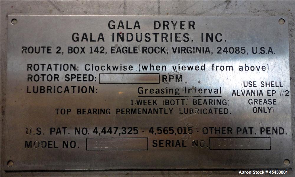 Used Stainless Steel Gala Industries Spin Dryer, Model 3016 BF