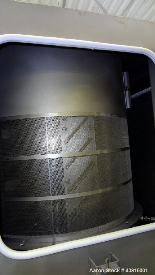 Unused- Gala Industries Centrifugal Spin Dryer, Model 3032 DW, 304 Stainless Steel. Approximate drying capacity 11,500 kg/hr (25,000 lbs/hr). Rotor speed 403-415 rpm. (3) Screen sections, side access...
