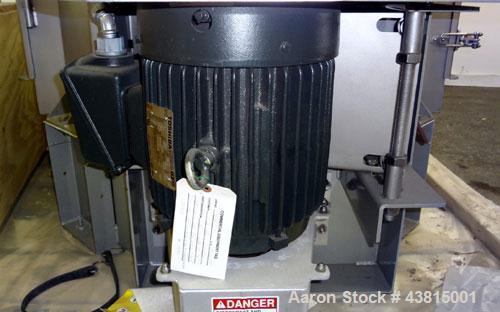 Unused- Gala Industries Centrifugal Spin Dryer, Model 3032 DW, 304 Stainless Steel. Approximate drying capacity 11,500 kg/hr (25,000 lbs/hr). Rotor speed 403-415 rpm. (3) Screen sections, side access...