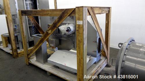 Unused- Gala Industries Centrifugal Spin Dryer, Model 3032 DW, 304 Stainless Steel. Approximate drying capacity 11,500 kg/hr (25,000 lbs/hr). Rotor speed 403-415 rpm. (3) Screen sections, side access...