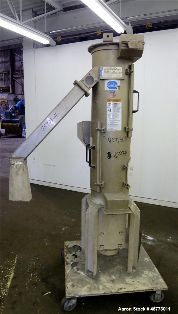 Used Gala Industries Spin Dryer, Model 8.2 BF, driven by an approximate 5 hp, 230-460 volt motor with rotor speed of 1750 rpm. Mounted on a Portable Carbon Steel Frame with Casters. Serial # 971083.
