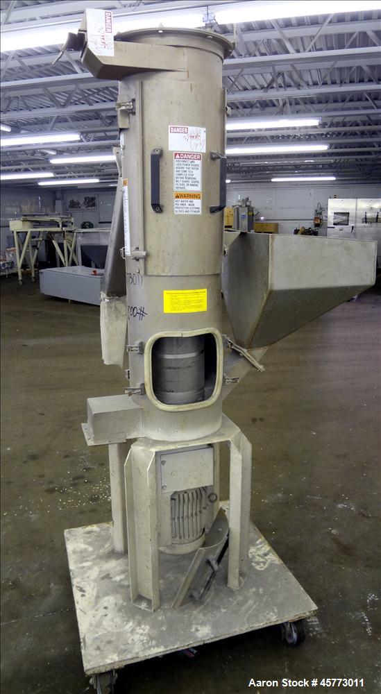 Used Gala Industries Spin Dryer, Model 8.2 BF, driven by an approximate 5 hp, 230-460 volt motor with rotor speed of 1750 rpm. Mounted on a Portable Carbon Steel Frame with Casters. Serial # 971083.