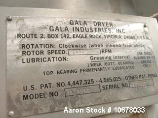 Used- Gala Spin Dryer, Model 8.2 BF, 20 GPM. Stainless steel.