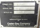 Used Carter Day Spin-Away Spin Dryer, Model CWM2, 304 Stainless Steel. Driven by a 5hp, 3/60/208230/460 volt, 1160 rpm motor. Includes an Agglomerate unit, model DAS2, and a carbon steel stand.