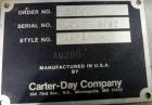 Used Carter Day Spin-Away Spin Dryer, Model DBA1, 304 Stainless Steel. Driven by a 5hp, 3/60/230/460 volt, 1730 rpm motor. Includes an Agglomerate unit, model AU200, and a carbon steel stand.