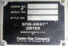 Used Carter Day Spin-Away Spin Dryer, Model DBA2, 304 Stainless Steel. Driven by a 5hp, 3/60/230/460 volt, 1730 rpm motor. Includes an Agglomerate unit, model AU200, and a carbon steel stand.