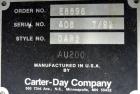 Used Carter Day Spin-Away Spin Dryer, Model DBA2, 304 Stainless Steel. Driven by a 5hp, 3/60/230/460 volt, 1730 rpm motor. Includes an Agglomerate unit, model AU200, and a carbon steel stand.