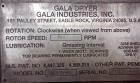 Used Gala Industries Spin Dryer, Model 3016 BF-RD, 304 Stainless Steel. Approximate drying capacity based on pellets 14,000 lbs/hr (off Gala spec sheet). Side access doors 55 