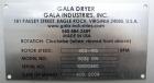 Unused- Gala Industries Centrifugal Spin Dryer, Model 3032 DW, 304 Stainless Steel. Approximate drying capacity 11,500 kg/hr (25,000 lbs/hr). Rotor speed 403-415 rpm. (3) Screen sections, side access...