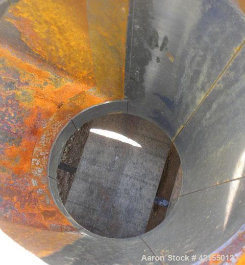 Used 6" Extruder Thrust Housing, Carbon Steel. Approximately 28" long section, 7 1/4" flanged opening. 10" x 8 1/2" top feed opening.