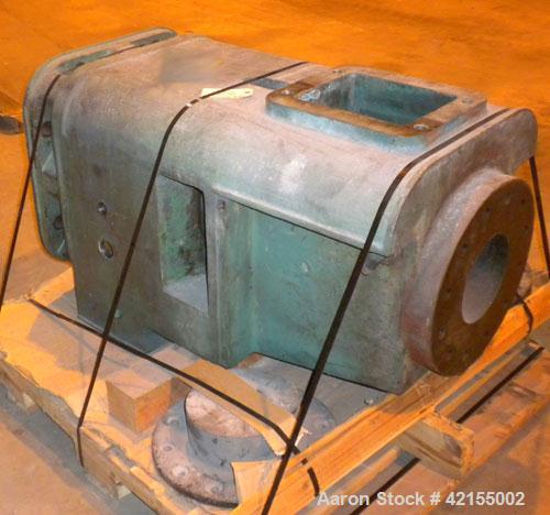 Used Prodex 6" Extruder Thrust Housing, carbon steel. Approximate 43" long section, 7-1/4" flanged opening. 10" x 8" top feed opening.