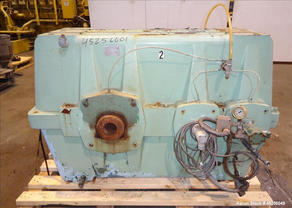Used Davis Standard Gearbox. Model 600S. Ratio 17.21 to 1. S.O. # 44302C. Serial# D7376. Last used on 6" single screw extruder. Approximate 18" centerline height.