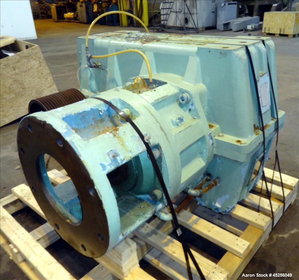 Used Davis Standard Gearbox. Model 600S. Ratio 17.21 to 1. S.O. # 44302C. Serial# D7376. Last used on 6" single screw extruder. Approximate 18" centerline height.