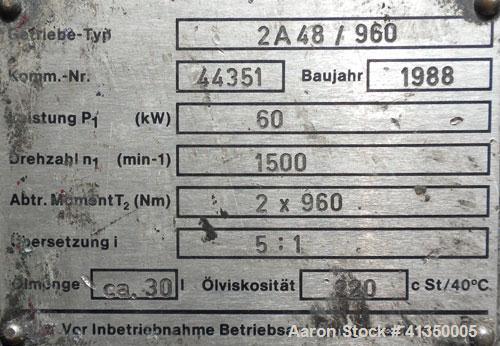 Used Werner Pfleiderer Co-Rotating Design Gearbox, Type ZSK 58