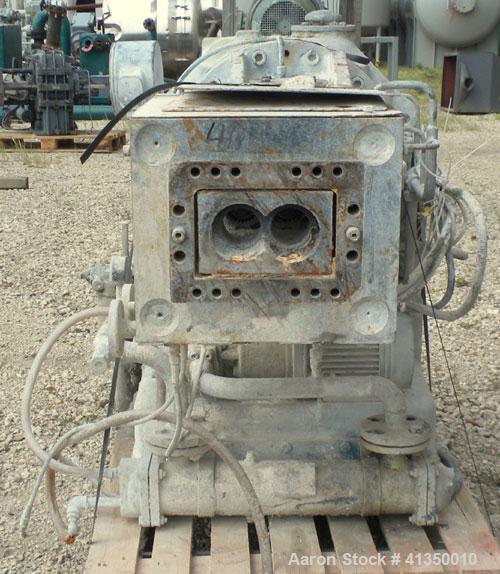 Used Werner Pfleiderer Co-Rotating Design Gearbox, type ZSK-83-R240P, rated 149 kW. Center to center on output shafts approximately 3" (76.2mm), outer diameter of spline 1.957" (49.71 mm), height fro...
