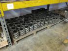 Used Werner Pfleiderer Twin Screw Gearboxes (3) and Thrust Bearing Assemblies.  Additional parts include one base for 160 mm.  Lot various barrels, heaters, shafts, screw elements and barrel supports.