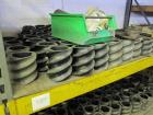Used Werner Pfleiderer Twin Screw Gearboxes (3) and Thrust Bearing Assemblies.  Additional parts include one base for 160 mm.  Lot various barrels, heaters, shafts, screw elements and barrel supports.