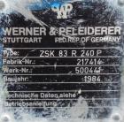 Used Werner Pfleiderer Co-Rotating Design Gearbox, type ZSK-83-R240P, rated 149 kW. Center to center on output shafts approximately 3