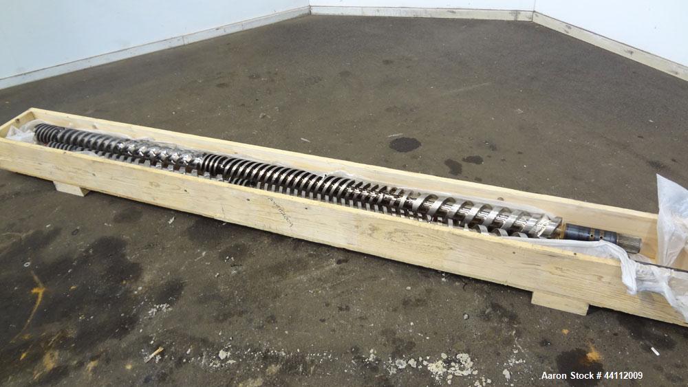 Used American Maplan 130mm Twin Screw Set. Approximate 24 to 1 L/D ratio. Built 2008, serial#WT-2931H