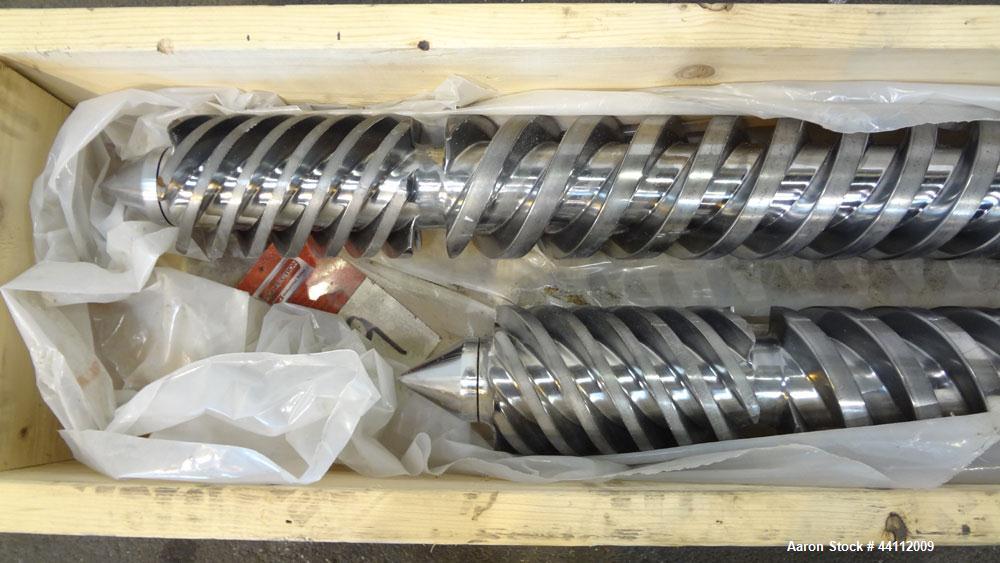 Used American Maplan 130mm Twin Screw Set. Approximate 24 to 1 L/D ratio. Built 2008, serial#WT-2931H