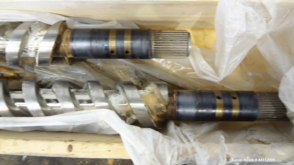 Used American Maplan 130mm Twin Screw Set. Approximate 24 to 1 L/D ratio. Built 2008, serial#WT-2931H
