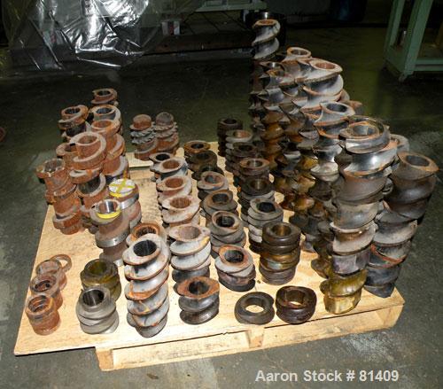 Used Werner & Pfleiderer ZSK-120 MM Twin Screw Extruder Parts Consisting Of: (2) Screw shafts, and approximately 280 miscellaneous screw segments.