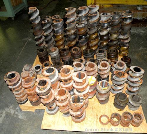 Used Werner & Pfleiderer ZSK-120 MM Twin Screw Extruder Parts Consisting Of: (2) Screw shafts, and approximately 280 miscellaneous screw segments.