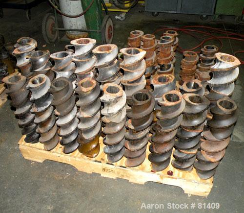Used Werner & Pfleiderer ZSK-120 MM Twin Screw Extruder Parts Consisting Of: (2) Screw shafts, and approximately 280 miscellaneous screw segments.