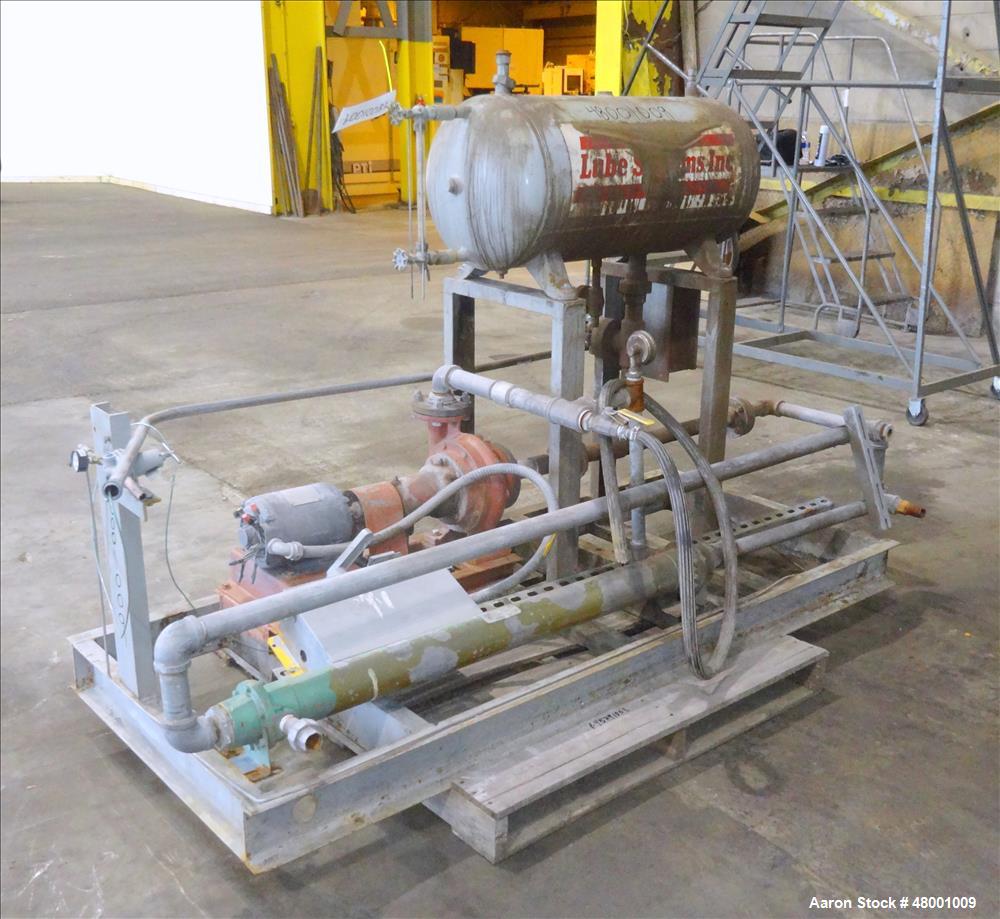 Used Lube Systems Inc. Water System. Consisting of pump, tank and heat exchanger. Mounted on a carbon steel frame.